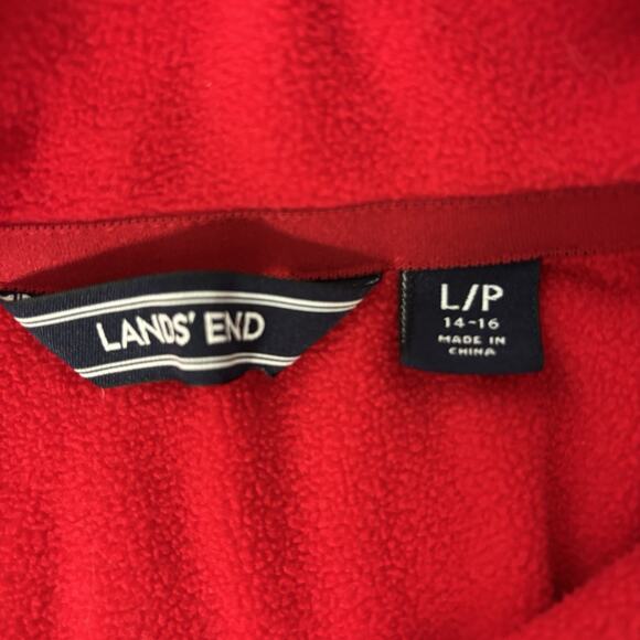 Lands‎ End Womens Red Fleece Pullover SZ LP Sweater - Picture 3 of 5